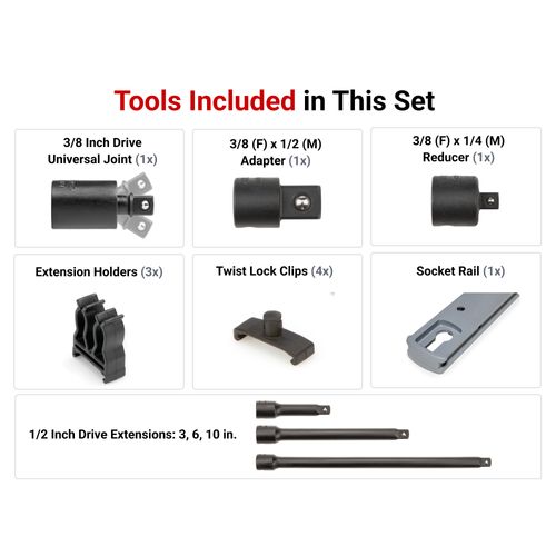 Main product image of 1/2" Drive Impact Extension and Accessory Set with Rail (6 Pieces)
