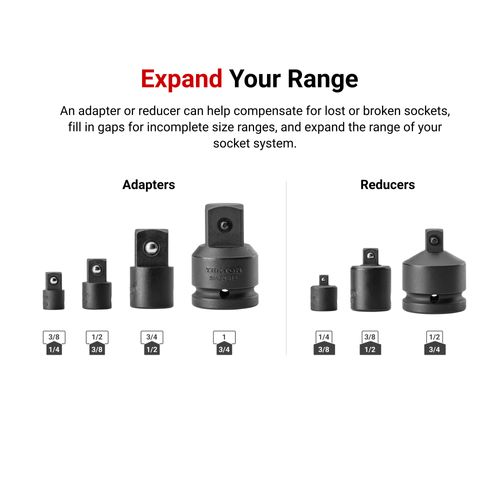 Main product image of 1/4, 3/8, 1/2, 3/4" Drive Impact Adapter/Reducer Set with Rail (7 Pieces)