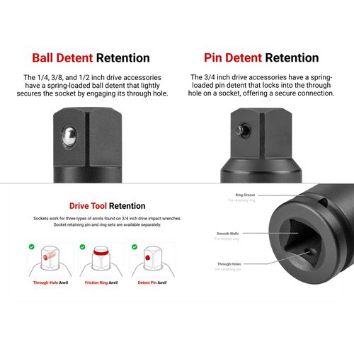Main product image of 1/4, 3/8, 1/2, 3/4" Drive Impact Adapter/Reducer Set with Rail (7 Pieces)