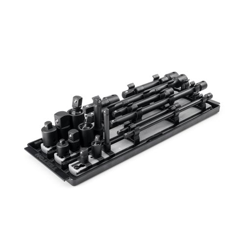Main product image of 1/4, 3/8, 1/2" Drive Impact Extension and Accessory Set with Rails and Tray (17 Pieces)