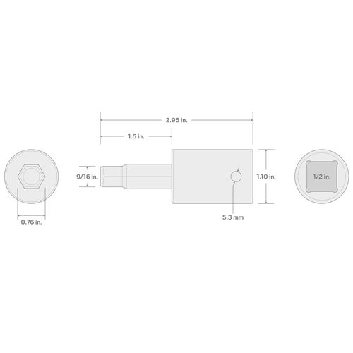 Main product image of 1/2" Drive x 9/16" Hex Impact Bit Socket