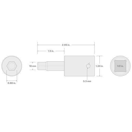 Main product image of 1/2" Drive x 18mm Hex Impact Bit Socket