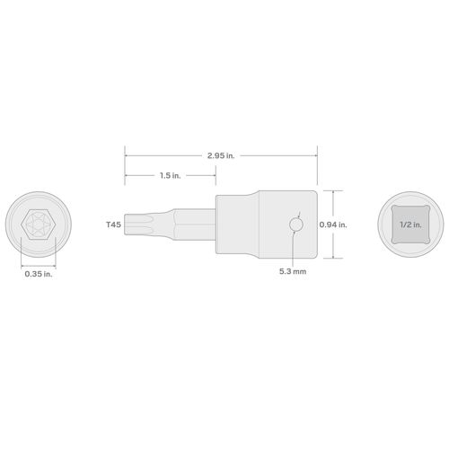 Main product image of 1/2" Drive x T45 Torx Impact Bit Socket