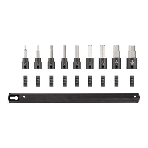 Main product image of 3/8" Drive Hex Impact Bit Socket Set with Rail, 9-Piece (5/32 - 9/16")