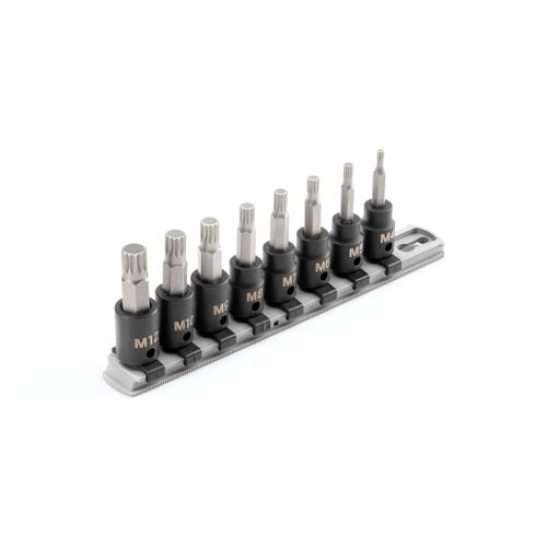 Main product image of 3/8" Drive Triple Square Impact Bit Socket Set with Rail, 8-Piece (M4 - M12)