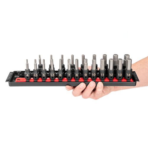 Main product image of 3/8" Drive Hex Impact Bit Socket Set with Rails, 22-Piece (5/32 - 9/16", 4 - 14mm)