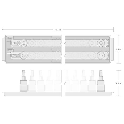 Main product image of 3/8" Drive Hex Impact Bit Socket Set with Rails, 22-Piece (5/32 - 9/16", 4 - 14mm)