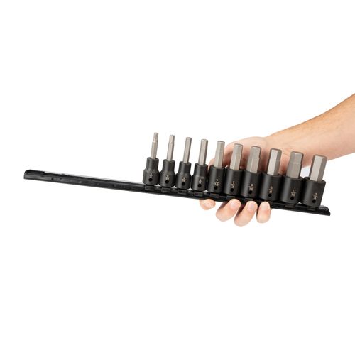 Main product image of 1/2" Drive Hex Impact Bit Socket Set with Rail, 10-Piece (1/4-3/4")