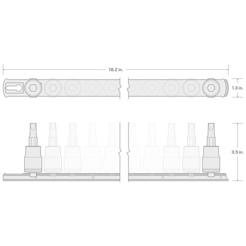 Main product image of 1/2" Drive Hex Impact Bit Socket Set with Rail, 10-Piece (1/4-3/4")