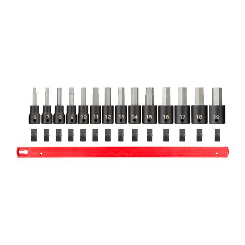 Main product image of 1/2" Drive Hex Impact Bit Socket Set with Rail, 14-Piece (6-19mm)