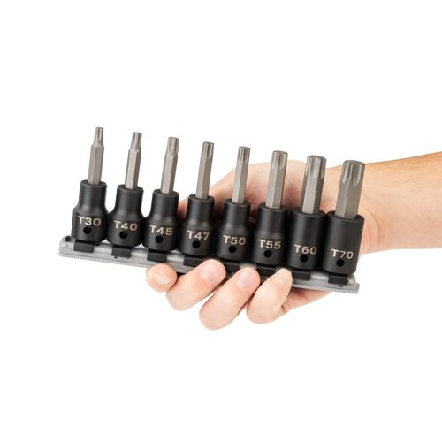 Main product image of 1/2" Drive Torx Impact Bit Socket Set with Rail, 8-Piece (T30-T70)
