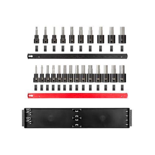Main product image of 1/2" Drive Hex Impact Bit Socket Set with Rails, 24-Piece (1/4-3/4", 6-19mm)