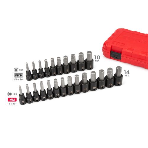 Main product image of 1/2" Drive Hex Impact Bit Socket Set, 24-Piece (1/4-3/4", 6-19mm)