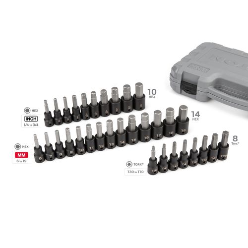 Main product image of 1/2" Drive Hex/Torx Impact Bit Socket Set, 32-Piece (1/4-3/4", 6-19mm, T30-T70)