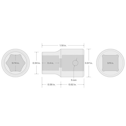 Main product image of 3/8" Drive x 5/16" 6-Point Impact Socket