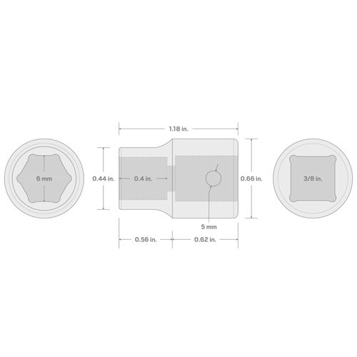 Main product image of 3/8" Drive x 6mm 6-Point Impact Socket