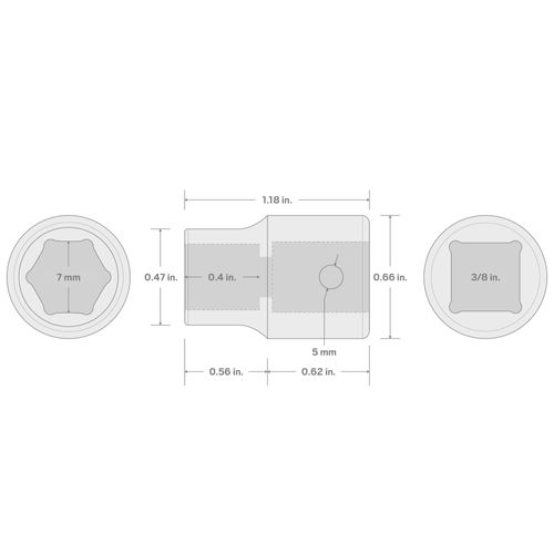Main product image of 3/8" Drive x 7mm 6-Point Impact Socket