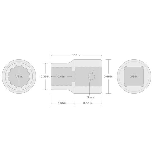 Main product image of 3/8" Drive x 1/4" 12-Point Impact Socket