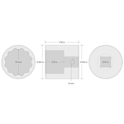 Main product image of 3/8" Drive x 15mm 12-Point Impact Socket