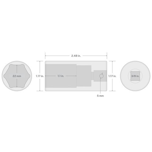 Main product image of 3/8" Drive x 22mm Deep 6-Point Impact Socket