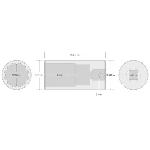 Main product image of 3/8" Drive x 9/16" Deep 12-Point Impact Socket