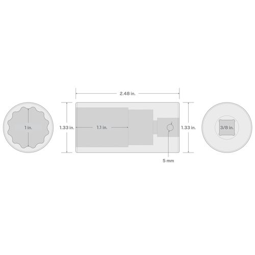 Main product image of 3/8" Drive x 1" Deep 12-Point Impact Socket