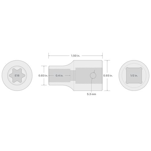 Main product image of 1/2" Drive x E18 External Star Impact Socket