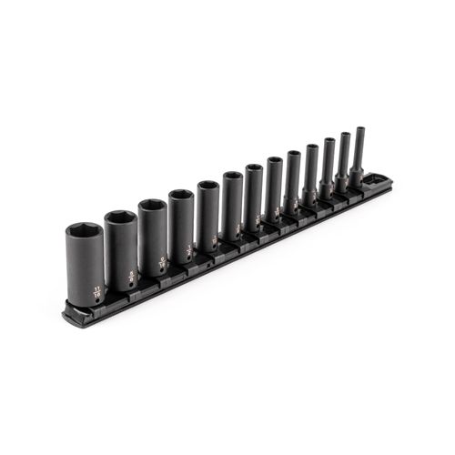 Main product image of 1/4" Drive Deep 6-Point Impact Socket Set with Rail, 13-Piece (5/32-11/16")