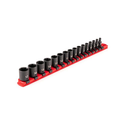 Main product image of 1/4" Drive 6-Point Impact Socket Set with Rail, 16-Piece (4-17 mm)