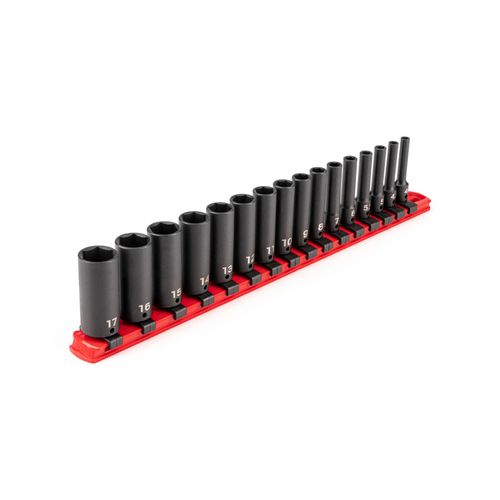 Main product image of 1/4" Drive Deep 6-Point Impact Socket Set with Rail, 16-Piece (4-17 mm)