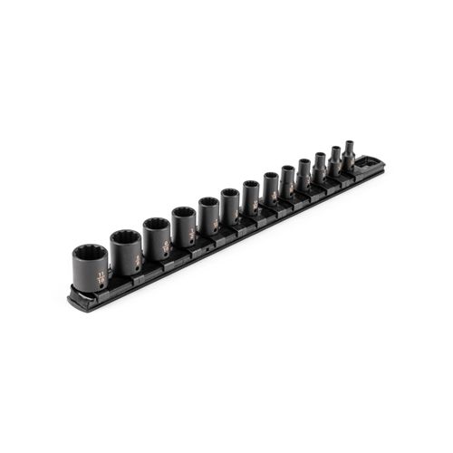 Main product image of 1/4" Drive 12-Point Impact Socket Set with Rail, 13-Piece (5/32-11/16")