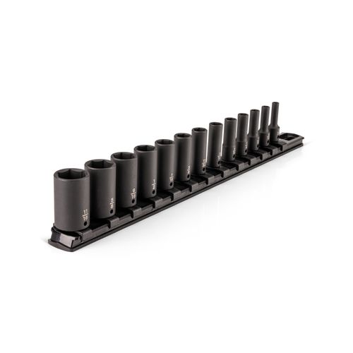 Main product image of 1/4" Drive Semi-Deep 6-Point Impact Socket Set w/ Rail, 13-Piece (5/32"- 11/16")