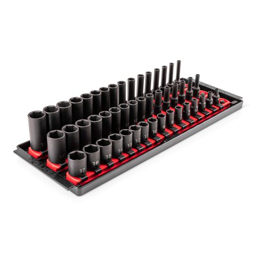 Main product image of 1/4" Drive Shallow, Semi-Deep, and Deep 6-Point Impact Socket Set w/ Rails and Trays, 48-Piece (4 - 17mm)