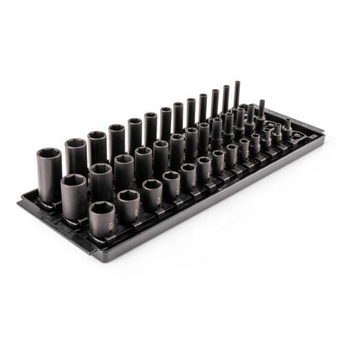Main product image of 1/4" Drive Shallow, Semi-Deep, and Deep 6-Point Impact Socket Set w/ Rails and Trays, 39-Piece (5/32"- 11/16")