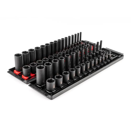 Main product image of 1/4" Drive 6-Point Impact Socket Set with Rails and Trays, 58-Piece (5/32-11/16", 4-17 mm)