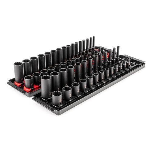 Main product image of 1/4" Drive 12-Point Impact Socket Set with Rails and Trays, 58-Piece (5/32-11/16", 4-17 mm)