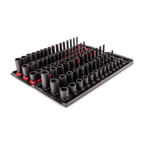 Main product image of 1/4" Drive Shallow, Semi-Deep, and Deep 12-Point Impact Socket Set w/ Rails and Trays, 87-Piece (5/32"- 11/16", 4 - 17mm)