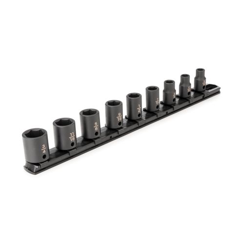 Main product image of 3/8" Drive 6-Point Impact Socket Set with Rail, 9-Piece (5/16-3/4")