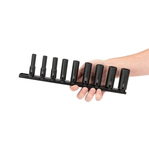 Main product image of 3/8" Drive Deep 6-Point Impact Socket Set with Rail, 9-Piece (5/16-3/4")