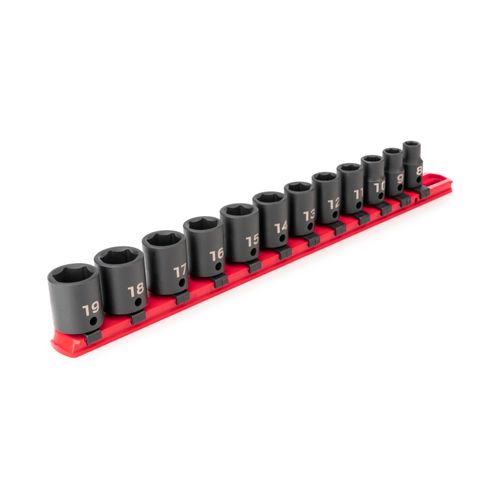 Main product image of 3/8" Drive 6-Point Impact Socket Set with Rail, 12-Piece (8-19mm)