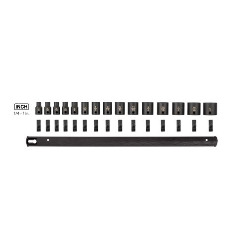 Main product image of 3/8" Drive 6-Point Impact Socket Set with Rail, 15-Piece (1/4-1")