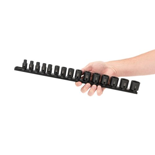 Main product image of 3/8" Drive 6-Point Impact Socket Set with Rail, 15-Piece (1/4-1")