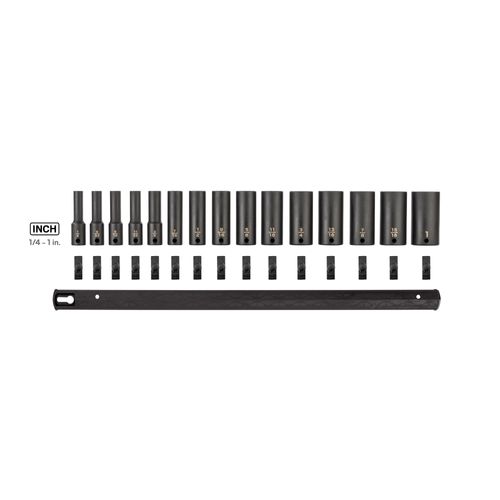 Main product image of 3/8" Drive Deep 6-Point Impact Socket Set with Rail, 15-Piece (1/4-1")