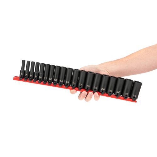 Main product image of 3/8" Drive Deep 6-Point Impact Socket Set with Rail, 19-Piece (6-24mm)