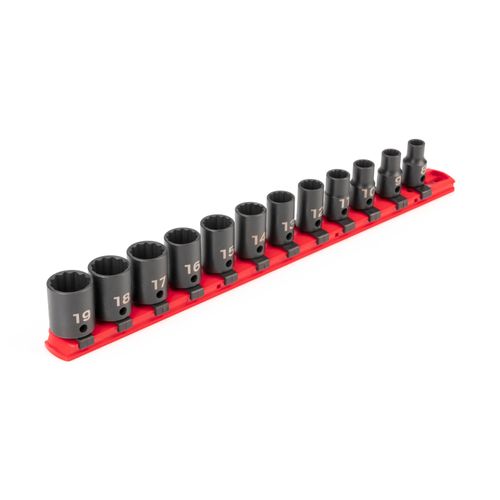 Main product image of 3/8" Drive 12-Point Impact Socket Set with Rail, 12-Piece (8-19mm)