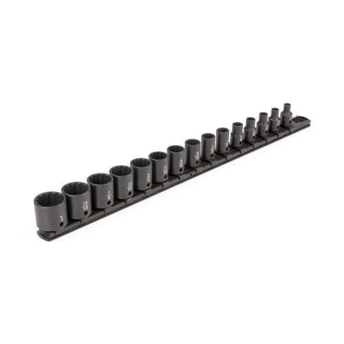 Main product image of 3/8" Drive 12-Point Impact Socket Set with Rail, 15-Piece (1/4-1")