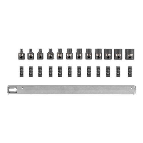 Main product image of 3/8" Drive External Star Impact Socket Set with Rail, 12-Piece (E4 - E20)