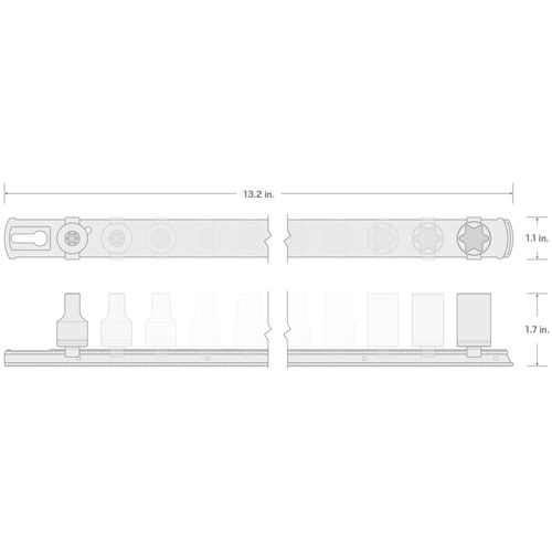Main product image of 3/8" Drive External Star Impact Socket Set with Rail, 12-Piece (E4 - E20)