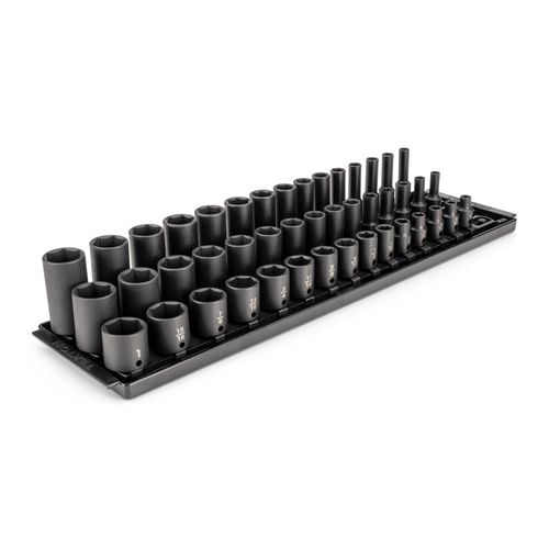 Main product image of 3/8" Drive Shallow, Semi-Deep, and Deep 6-Point Impact Socket Set w/ Rails and Trays, 45-Piece (1/4"- 1")