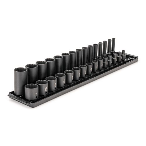 Main product image of 3/8" Drive 12-Point Impact Socket Set with Rails, 30-Piece (1/4-1")